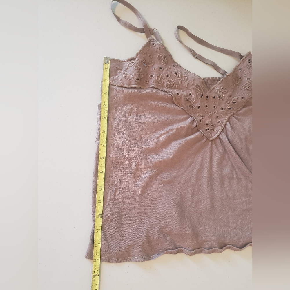 Abercrombie & Fitch Cropped Cami Eyelets Adjustable Straps V-Neck Sz Large Mauve - Picture 14 of 14